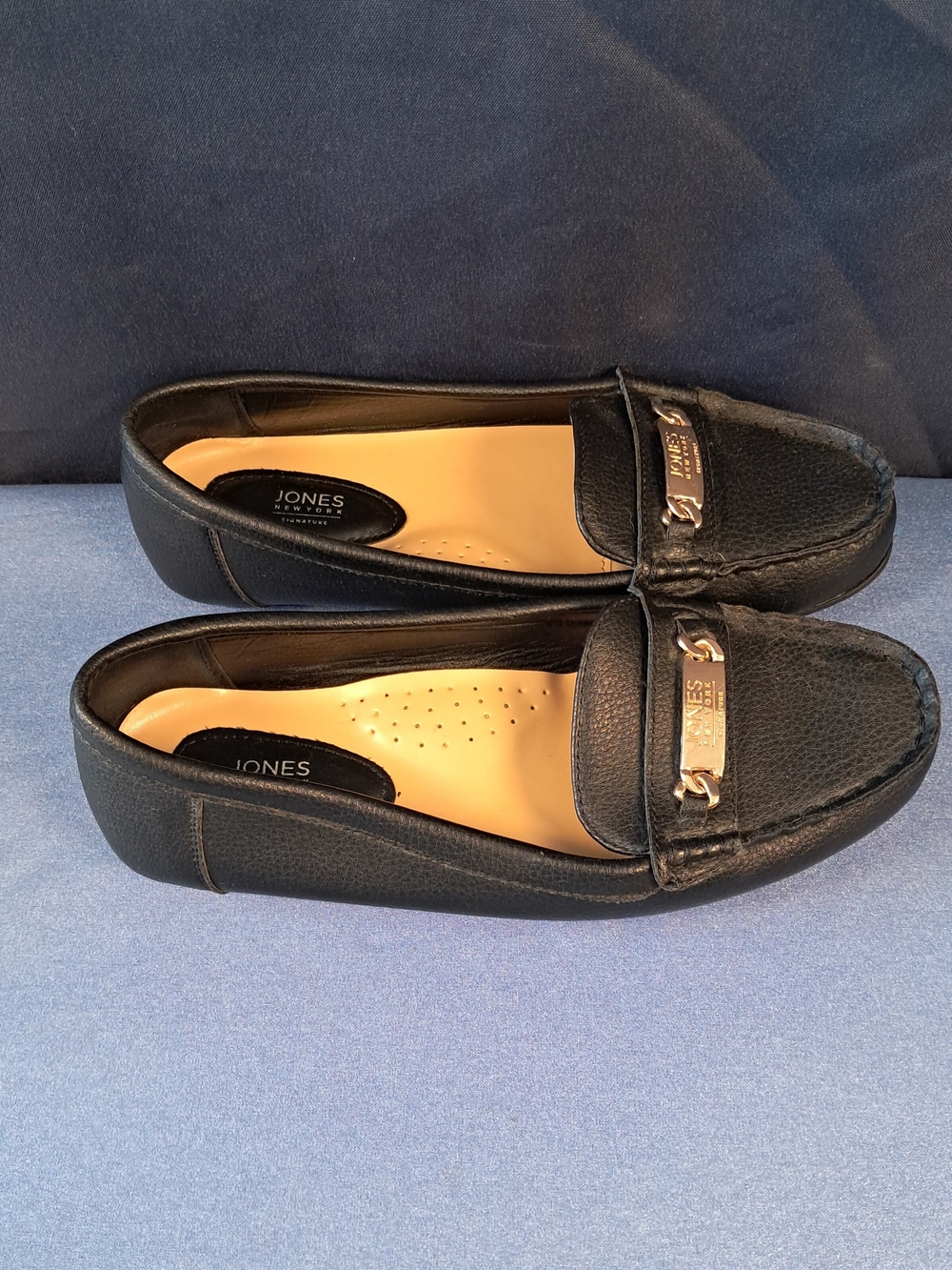 Jones New York Black Slip-On Leather Bit Loafers